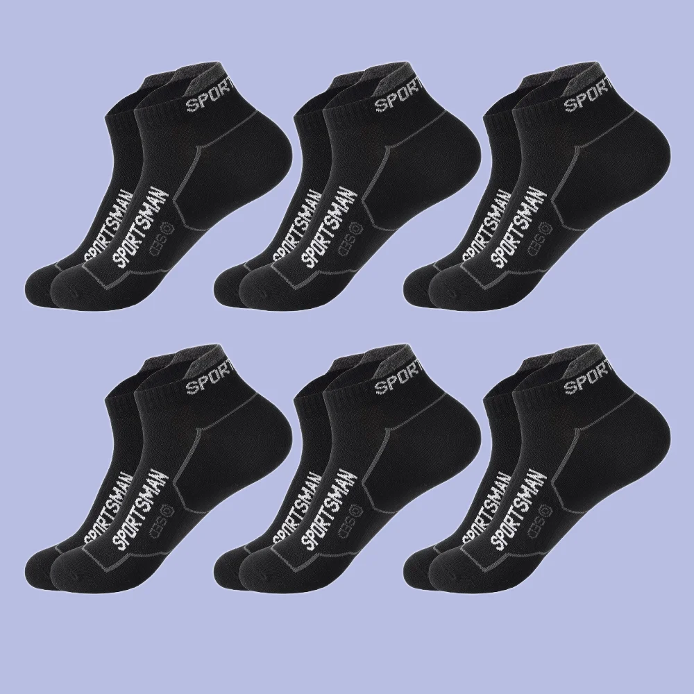 Calcetines de algodón informales para hombre, medias bajas, absorbentes del sudor y desodorantes, para correr, 6 pares, 2024