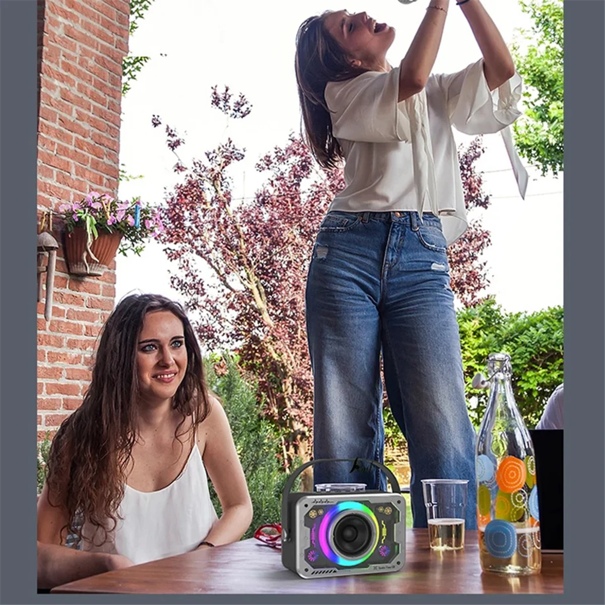 

Upgraded Bluetooth Speaker for Home Outdoor Singing-Gray