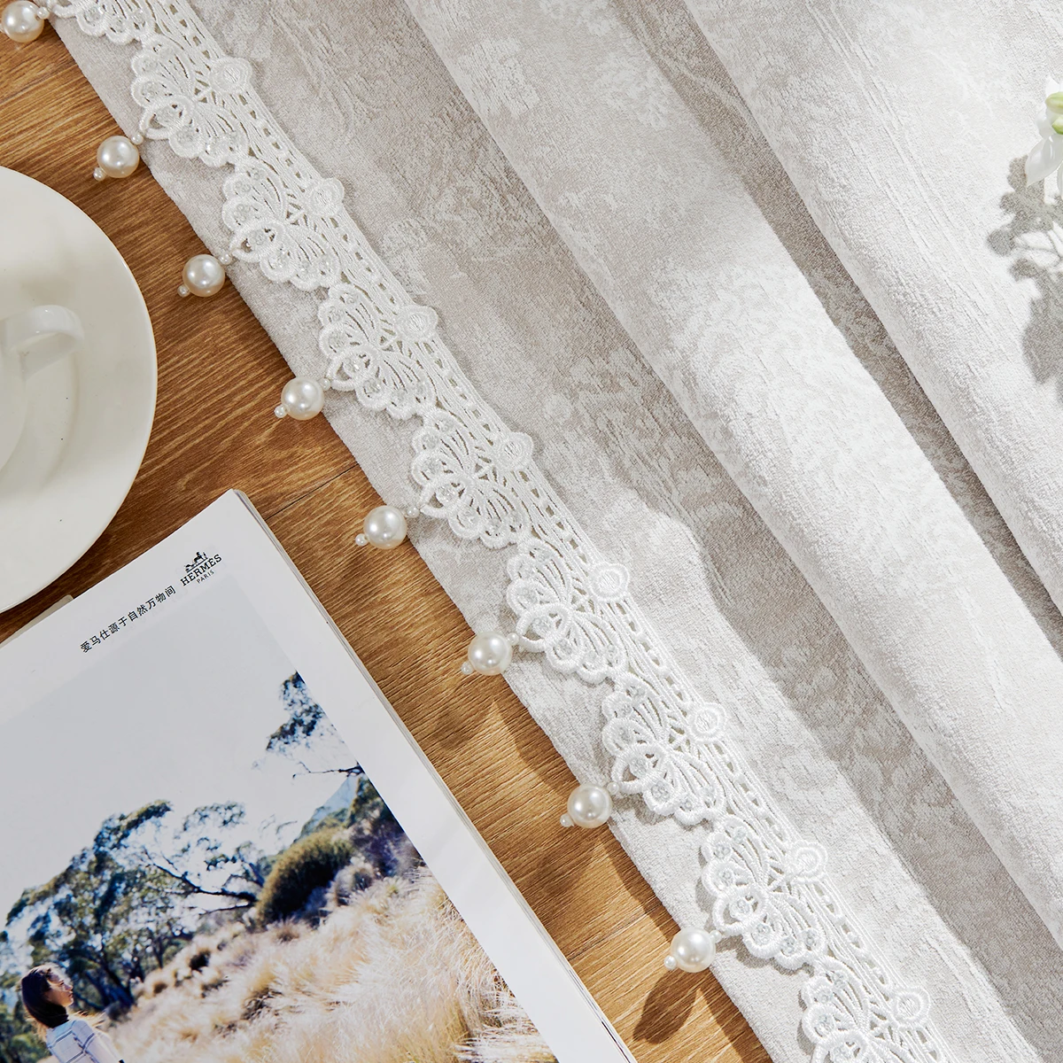 Curtain lace accessory French beads water-soluble embroidery decorative accessories embellishment handmade DIY curtain trim