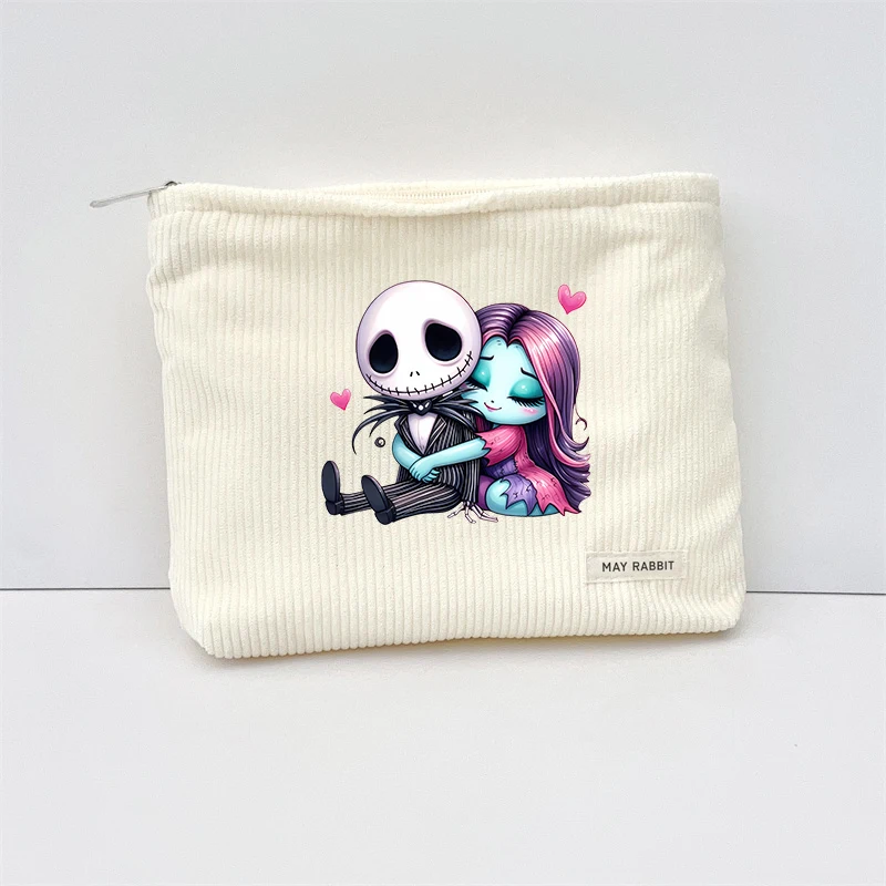 Disney The Nightmare Before Christmas Jack Sally Makeup Bag Women's Cosmetic Bag Travel Cosmetic Pouch Women's Causal Organizer