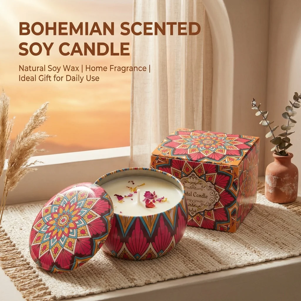 1pc Scented Candle Set With Colorful Box Smokeless Long Burning for Home Decor Holiday Gift Wedding Decoration
