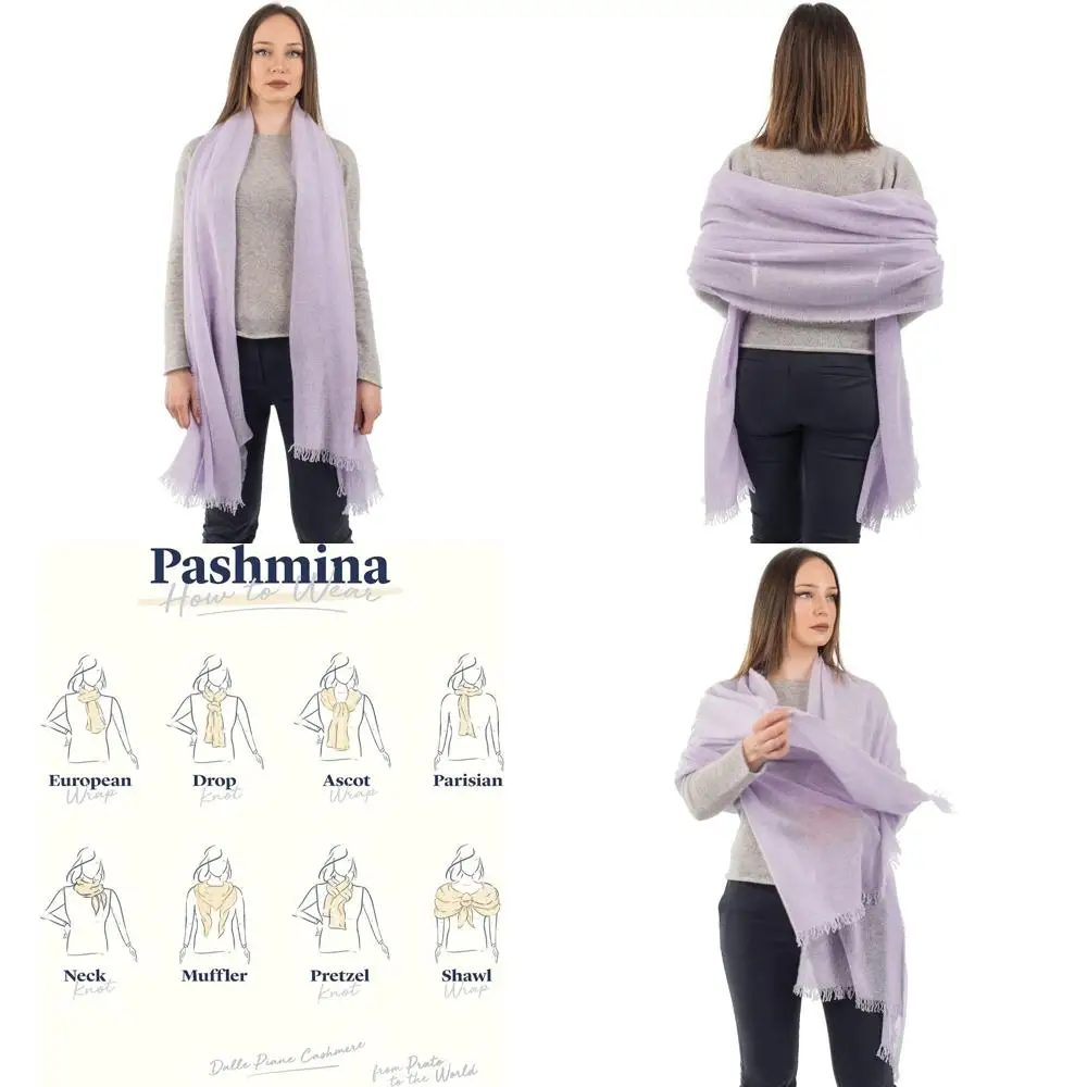 Xale Pashmina 100% Cashmere - Fabricado Italiano - Tamanho Único Feminino - Envoltório Macio Luxuoso