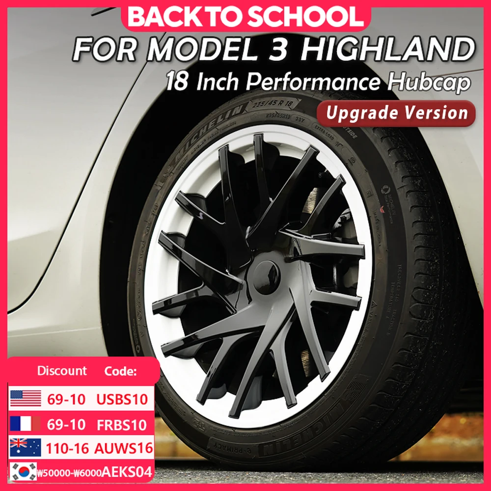 

4 шт. крышка ступицы для Tesla Model 3 Highland 2024 18-дюймовая автомобильная крышка колеса, сменная автомобильная полная крышка обода, аксессуары
