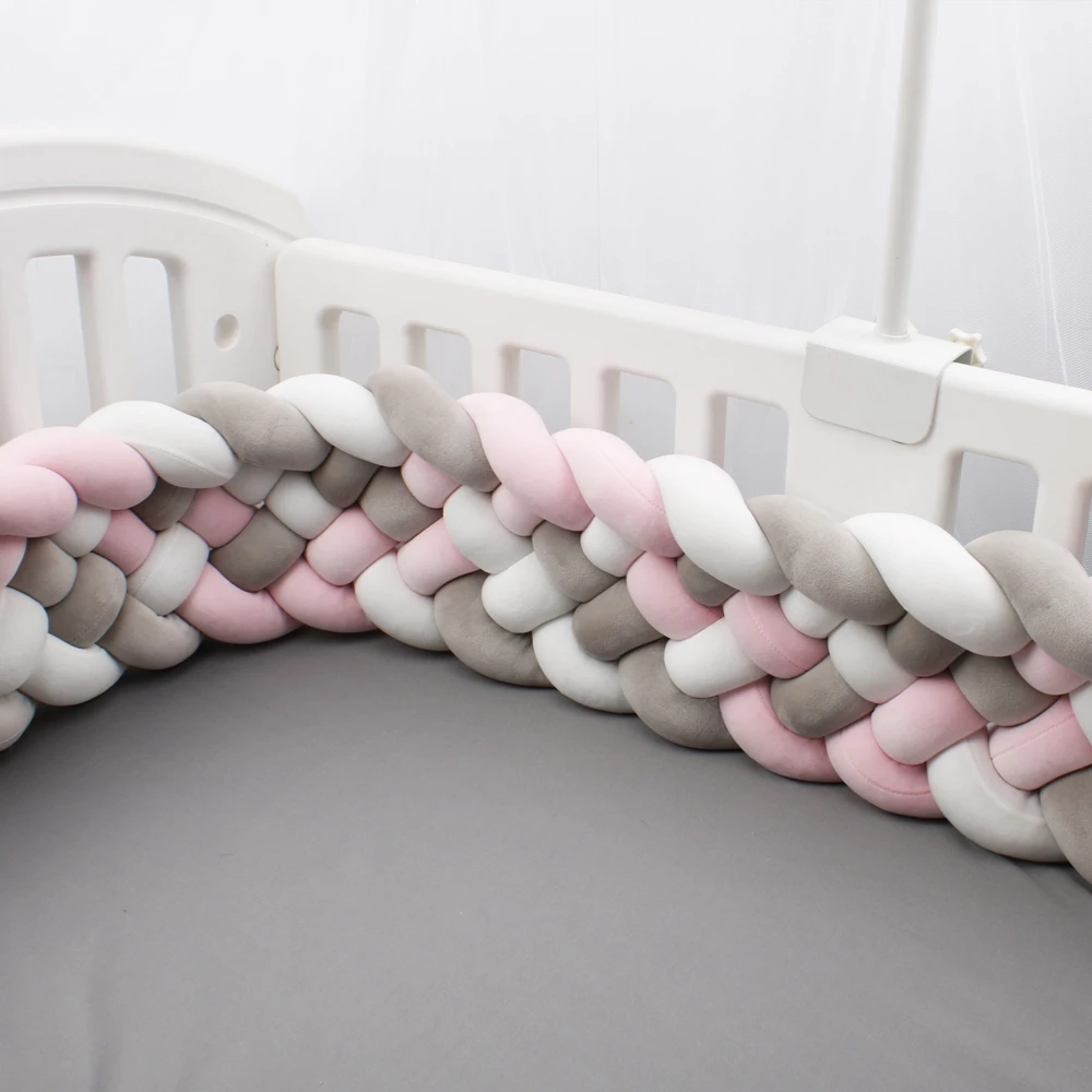 200CM Baby Crib Bumper Infant Children's Bed Barriers Newborns Around Cushion Braid Crib Cot Decoration Protector