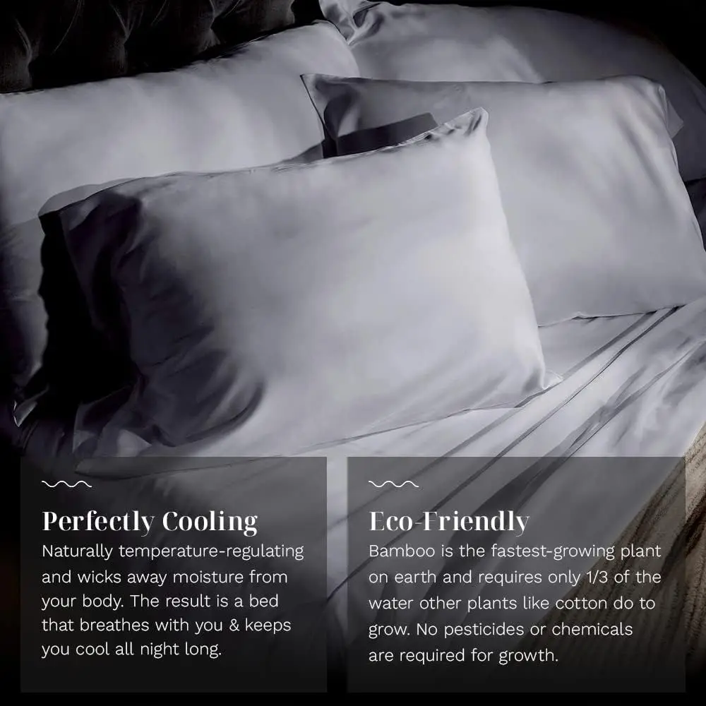 Luxury Sheet Set 100% Rayon (Viscose) rom Bamboo | ull Size - Stone | Deep kets  4-Piece Set (itted, lat, 2 Pillowcases)