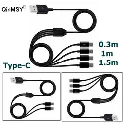 4 Port Type C USB C to USB Y Splitter Multiple Fast Charging Date Cable Cord 0.3m 1m 1.5m For Smartphone Mobile tablet