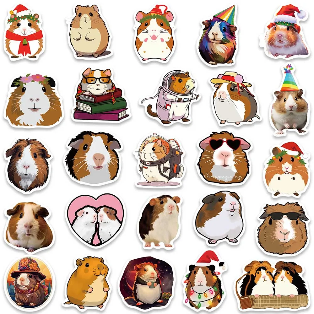 50pcs Cute Cartoon Animal Guinea Pig Cavy Stickers For Laptop Phone Guitar Luggage Diary Waterproof Graffiti Vinyl Decals