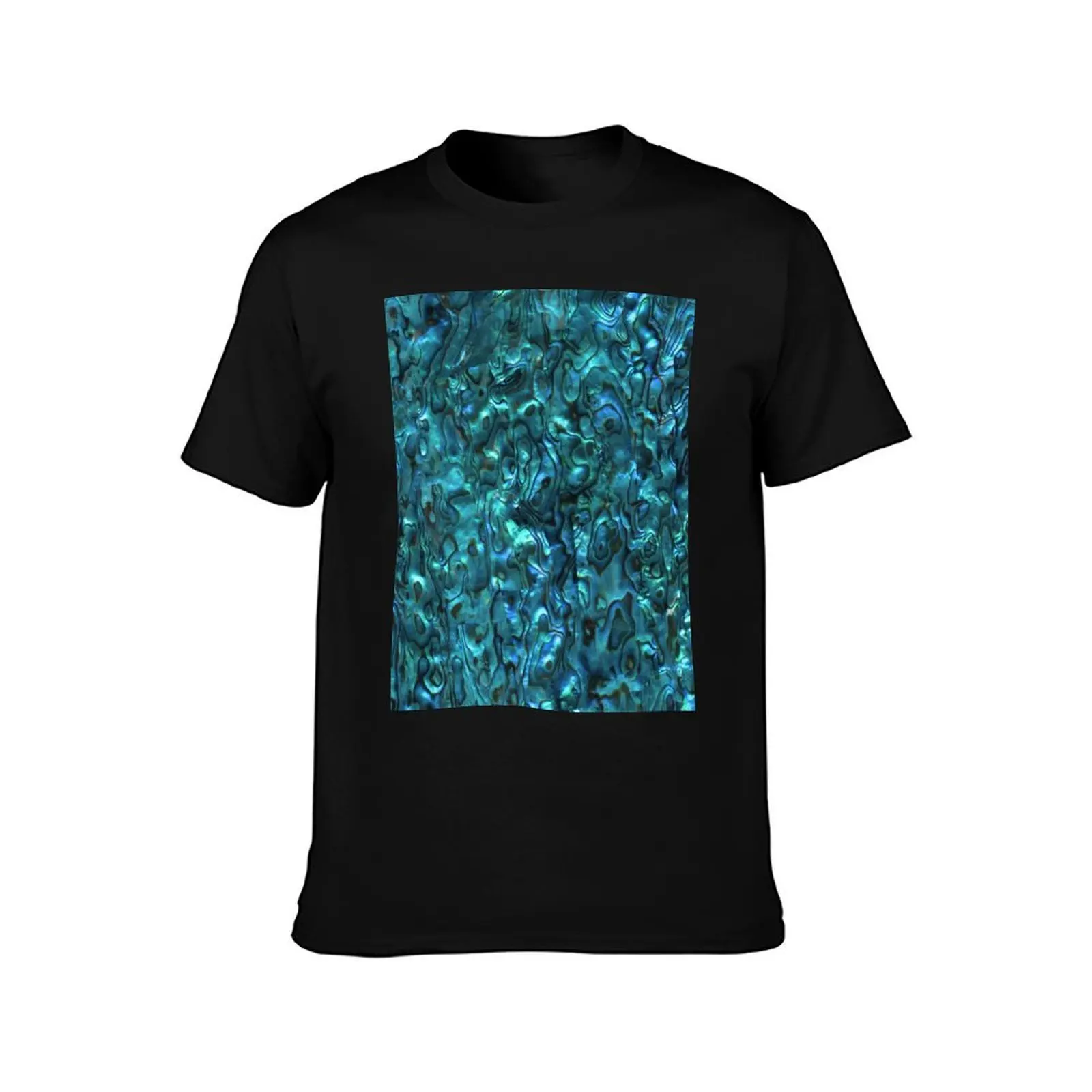 Abalone Shell Paua Shell Seashell Patterns Sea Shells Cyan Blue Tint T-Shirt Casual Everyday Short Sleeve T-Shirt