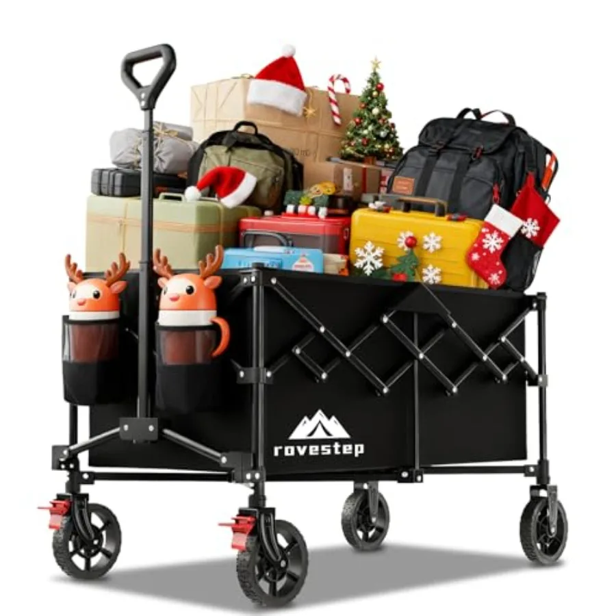 

Collapsible Wagon Cart Heavy Duty Utility Carts with All Terrain Wheels for Garden Grocery Camping Sports Shopping and Outdoor