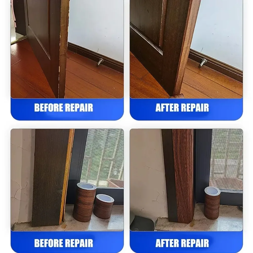 Cinta Adhesiva Decorativa con Textura de Madera Realista de 4.5M/Rollo para Reparación de Pisos, Muebles, Renovación de Zócalos y Decoración del Hogar