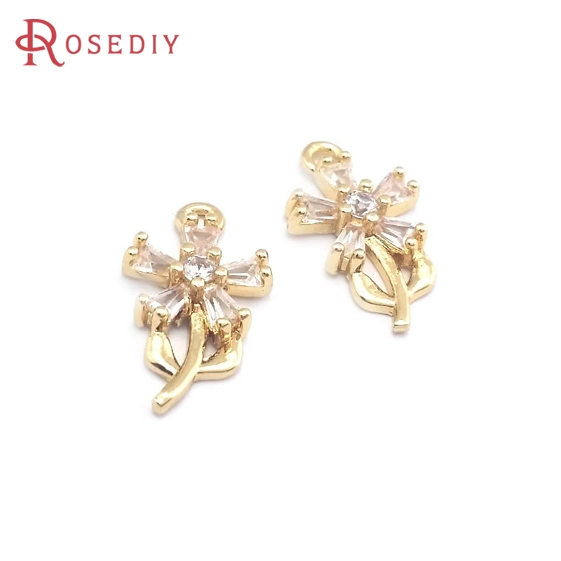 

10PCS 14x8.3MM 18K Gold Color Flower Charms Pendants High Quality Jewelry Making Necklace Earrings Accessories for Women