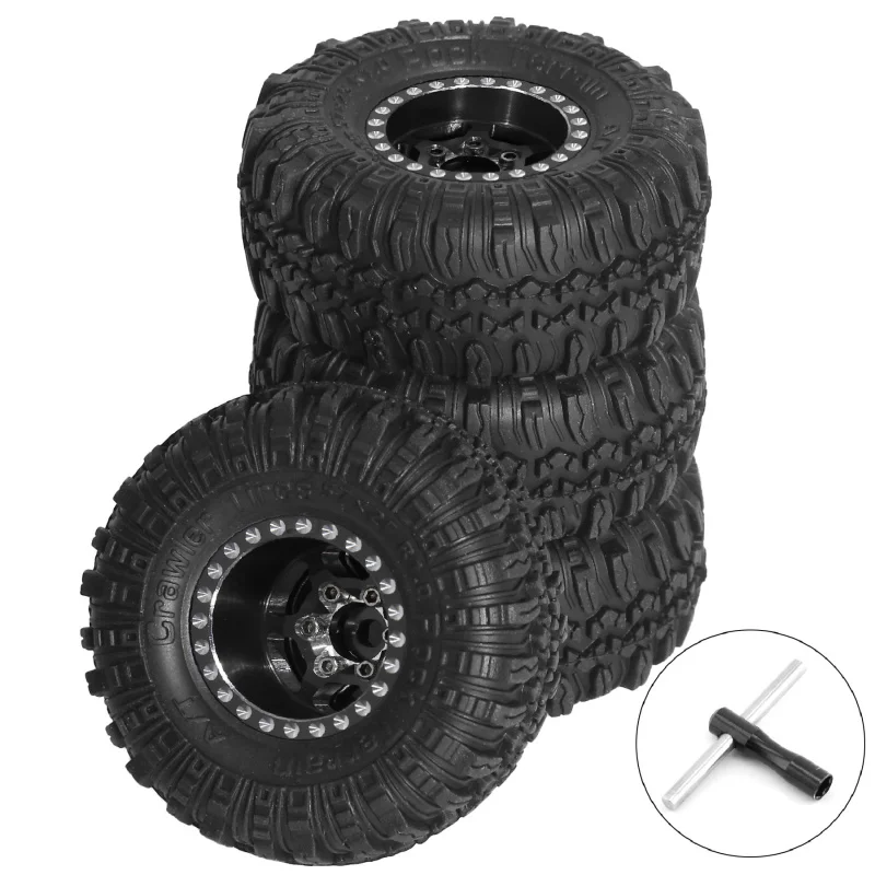 عجلات وإطارات Beadlock RC مقاس 1.0 بوصة لزاحف 1/18 TRX4M، 1/24 SCX24 RC، إطارات Beadlock 1.0 مع عجلات من سبائك الألومنيوم #4