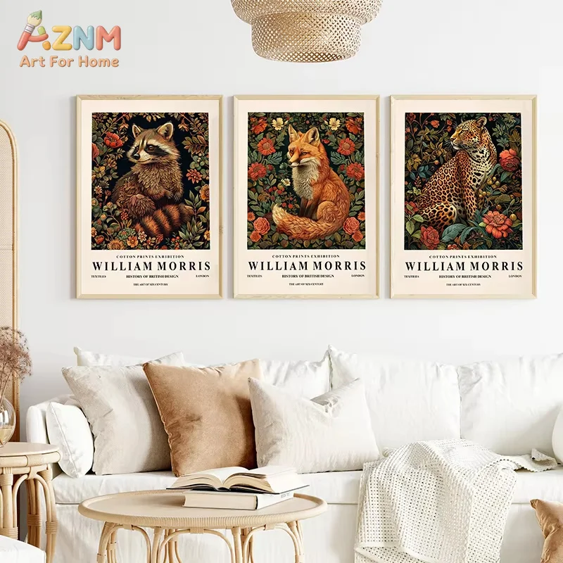 William Morris Museum Exhibition Poster Tiger Beat Horse Alligator Squirrel Elephant Canvas Painting Print Wall Decor Home Decor