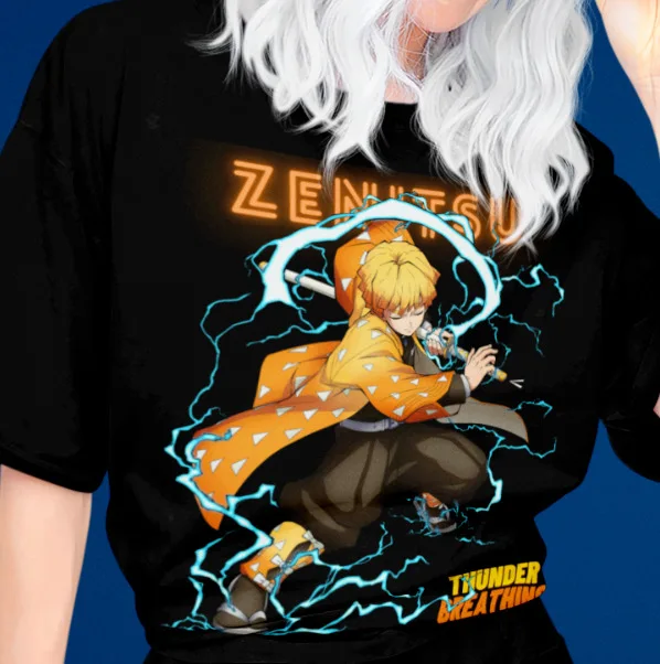 

Zenitsu Shirt Demon Slayer Anime Tshirt Nezuko T-Shirt Tanjiro Muzan Akaza Tee