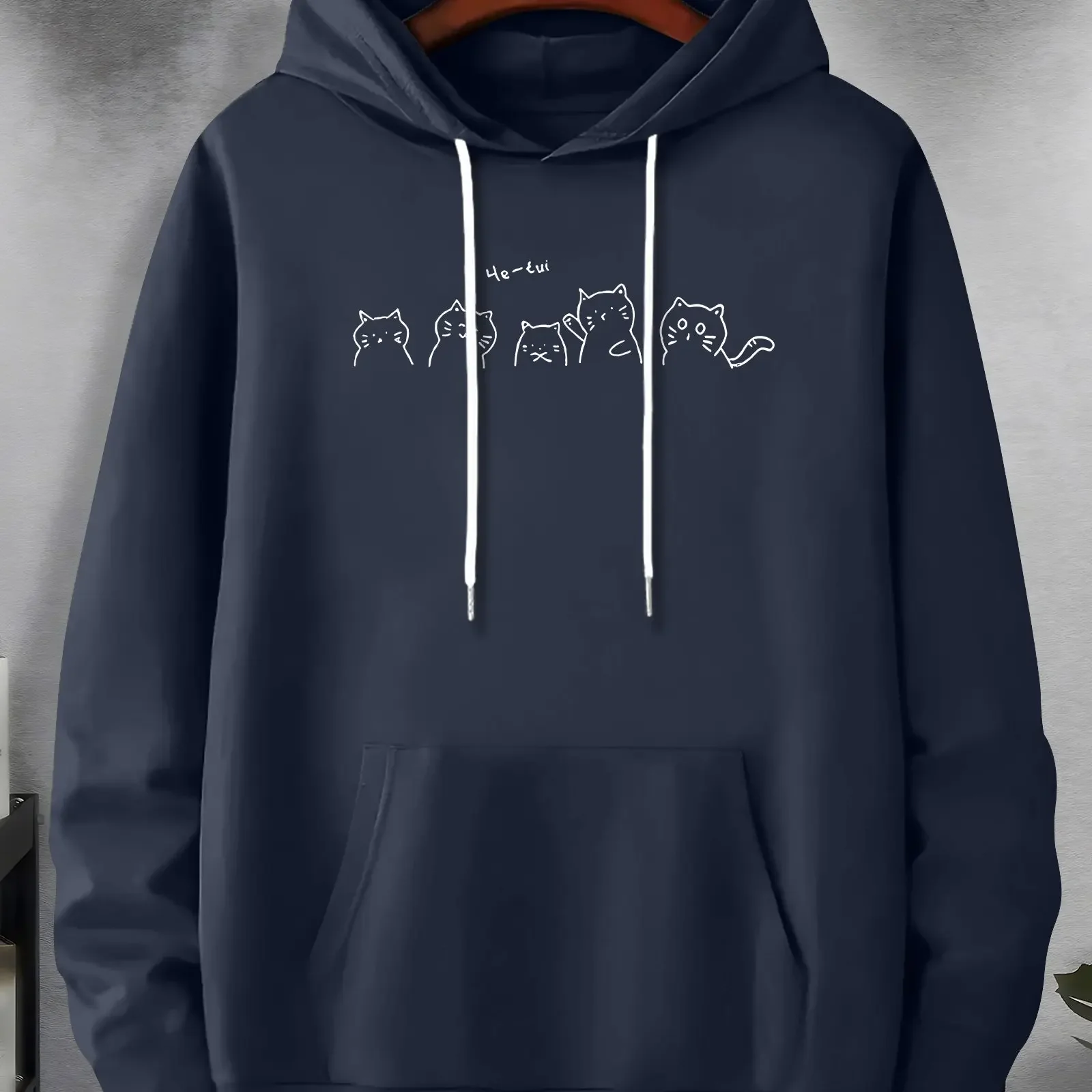 Men'S Oversized Baggy Hoodies Retro American Creative Graphic Printed Street Style Hooded Sweatshirts