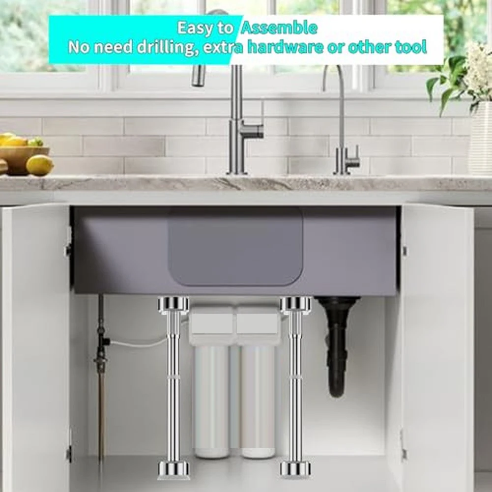 1Pc Stainless Steel Adjustable Support Rod For Undermount Kitchen Sink Mounting Bracket Washbasin Hardware 35-80cm Silver