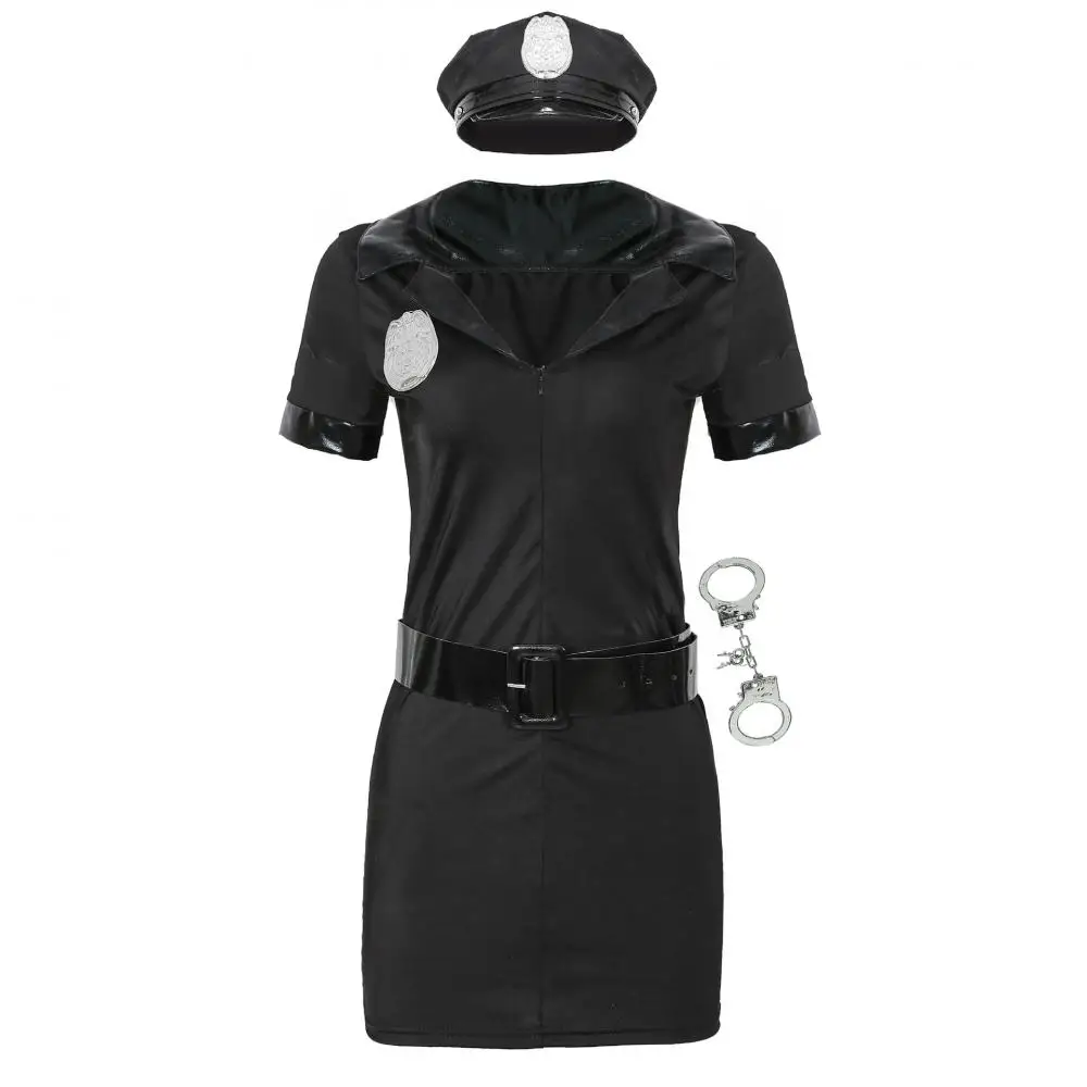 

Costume Suit Uniform For Adult Women Halloween Cosplay Police Fancy Dress S-XXL Black Sexy Cop Officer Outfit Policewoman