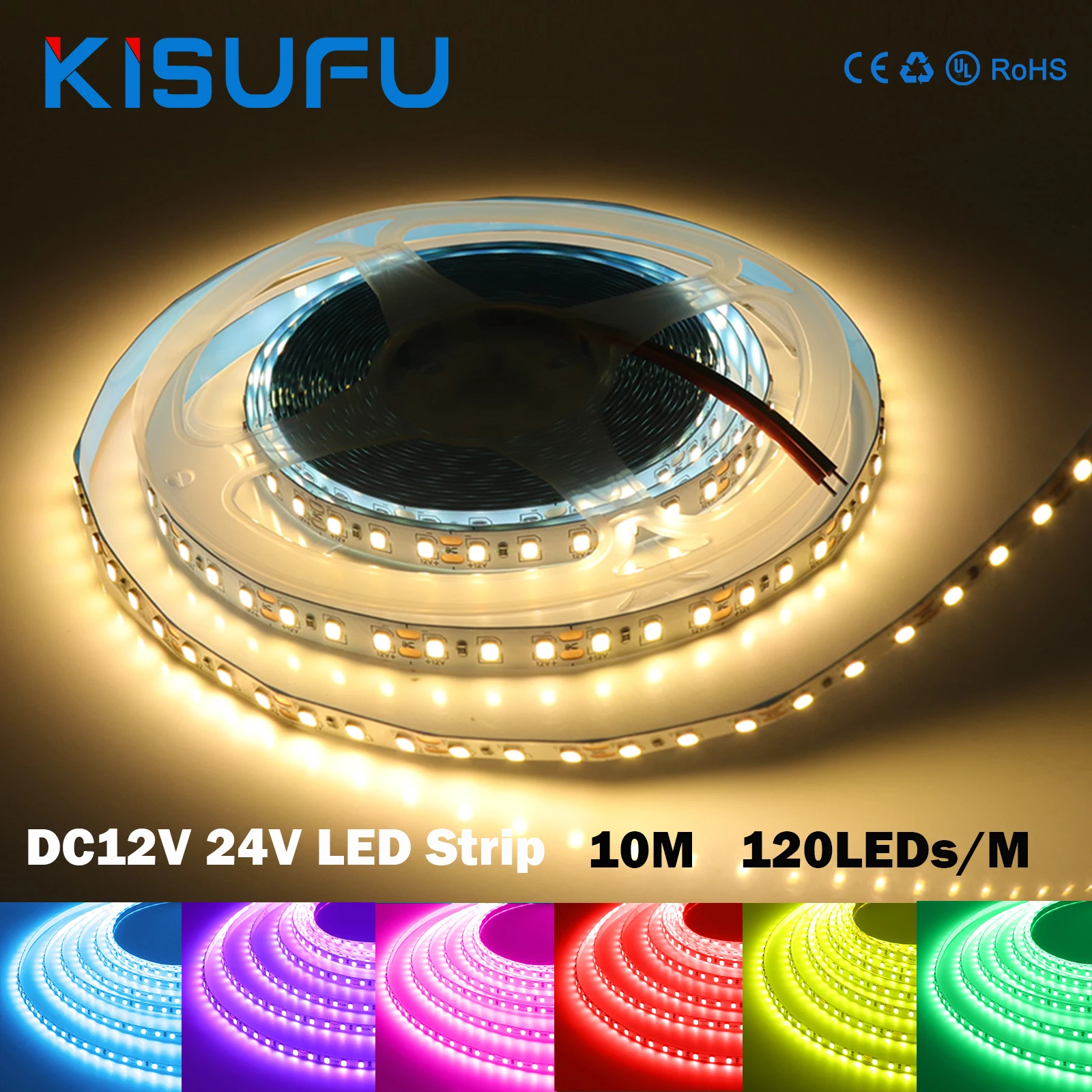 

5MM 8MM 10MM PCB LED Strip Light 2835 12V 24V 120LEDs/M White Blue Red Mars Green IP20/IP68 Waterproof Adhesive Tape Room Decor