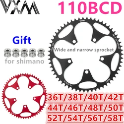 VXM 110/5 BCD road Narrow and wide Chainring MTB Bike 36T-58T Crankset Crown Star Ring  for Shimano 110 BCD Give 5PCS Pan Nail