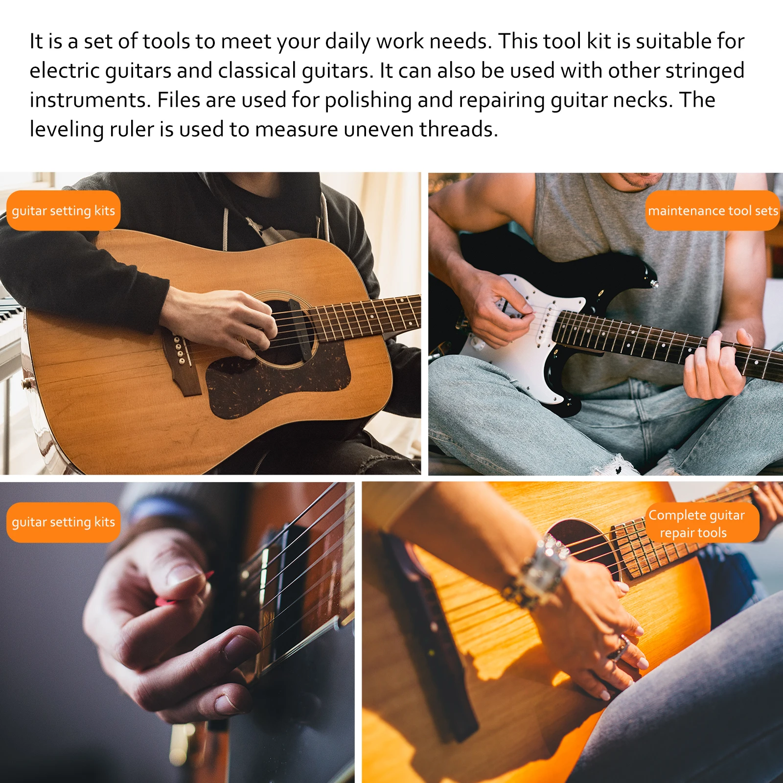 

Guitar Maintenance Toolkit Repair Tools Tuning Iron Complete Setup Kit for Beginners Luthier String Instruments