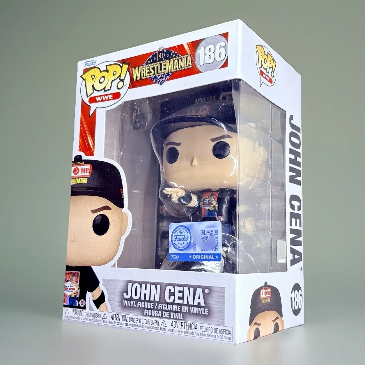 Figura de Vinilo de John Cena de la WWE WrestleMania 41 # 186 Funko Pop Figura Coleccionable Oficial Licenciada de Edición Limitada, Juguetes para Fans, Regalo