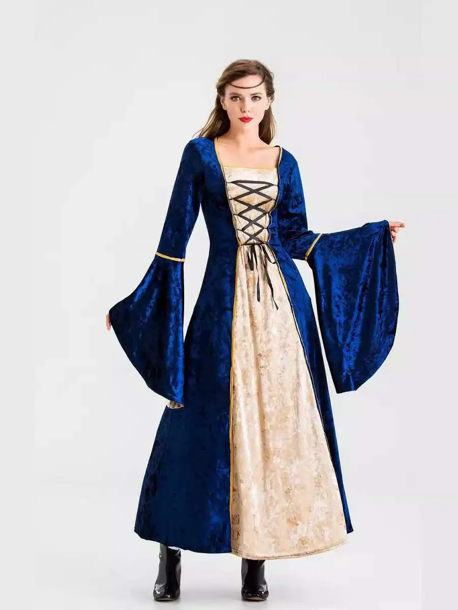فستان أميرة على الطراز الأوروبي القديم، ثوب طويل للهالوين، تنورة عتيقة، زي نسائي تقليدي، فستان للعروض المسرحية #4
