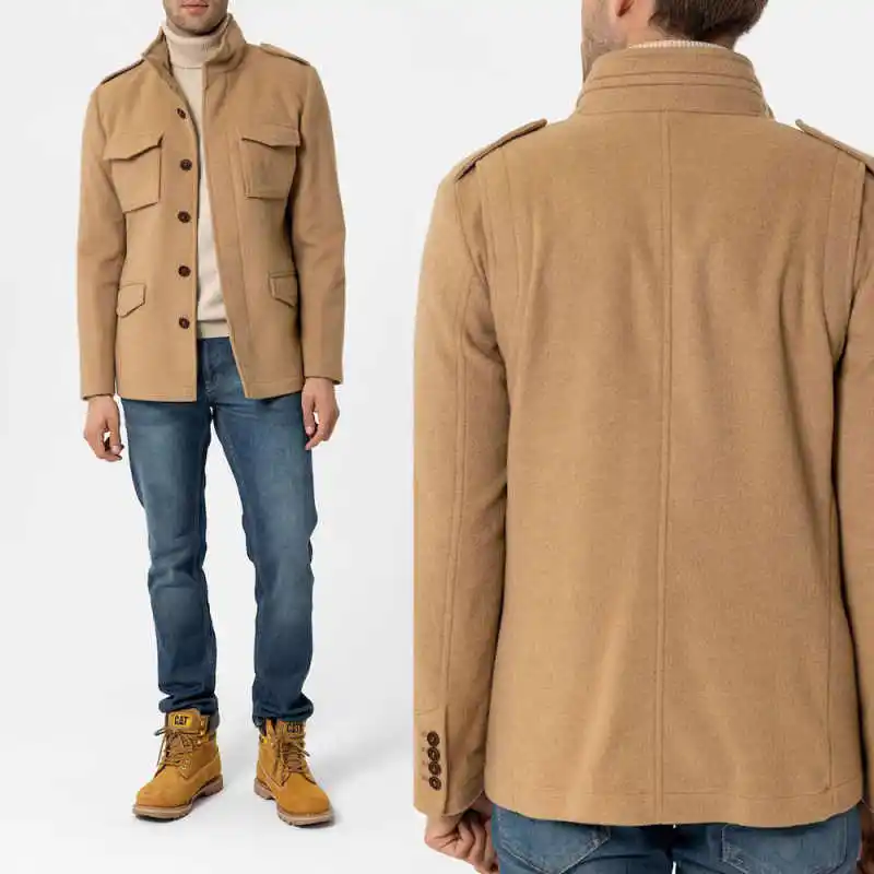 

2025 New Men's Wool Jacket 1 Piece Single Breasted Casual Fashion Outerwear Autumn Winter Wear Coat Daily Clothi Custom Made