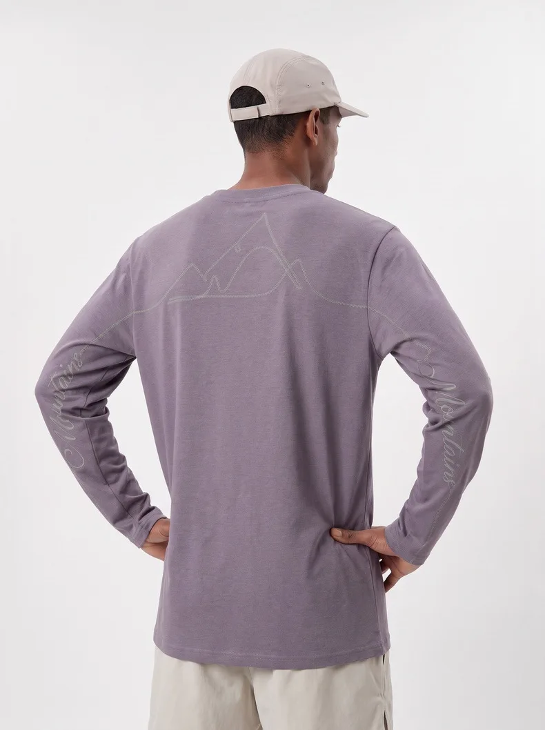 Herren Outdoor Bergstil Langarm-T-Shirt – Reflektierendes Stretch-Wanderoberteil, Leichtes Atmungsaktives Bedrucktes T-Shirt für den Herbst – Detail 7