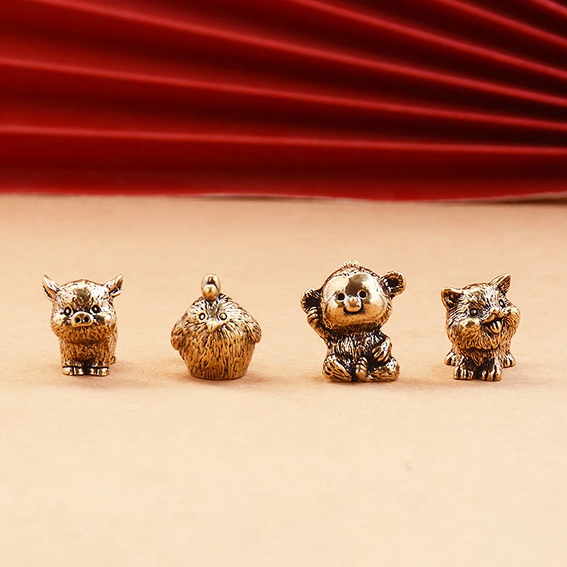 Brass Zodiac Figurines Zodiac Horse Desk Ornament Animals Statue Collectible Car Interior Desk & Home Decor Perfect Gift