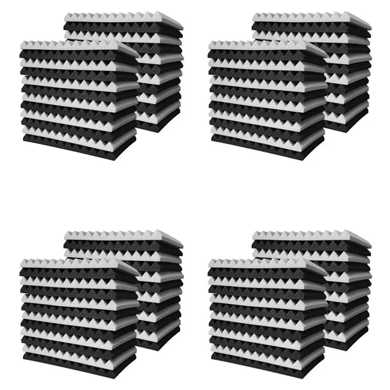 

AEF6-96 шт. Акустические панели из пеноматериала, звукопоглощающие клиновидные плиты для студии, пирамидальные звукоизоляционные стеновые панели для студии 2.5X30x30см