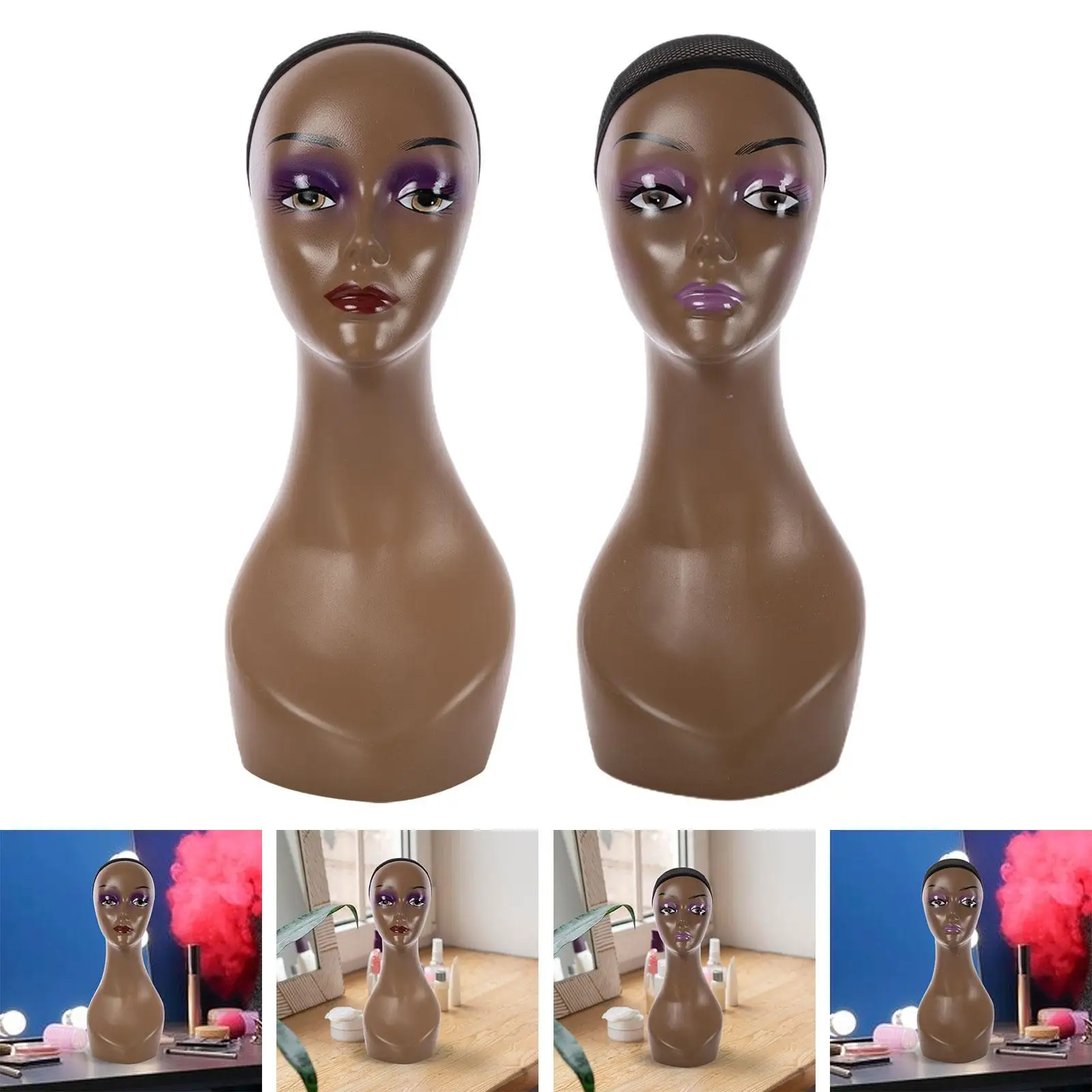 Female Mannequin Head Professional Manikin Head Training Head Portable Wig Display Stand with Shoulder for Necklaces Jewelry