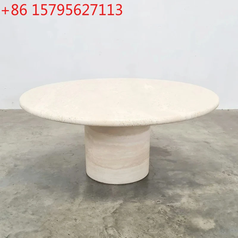 

Natural travertine coffee table living room sofa table designer wabi-sabi marble coffee table small apartment customization