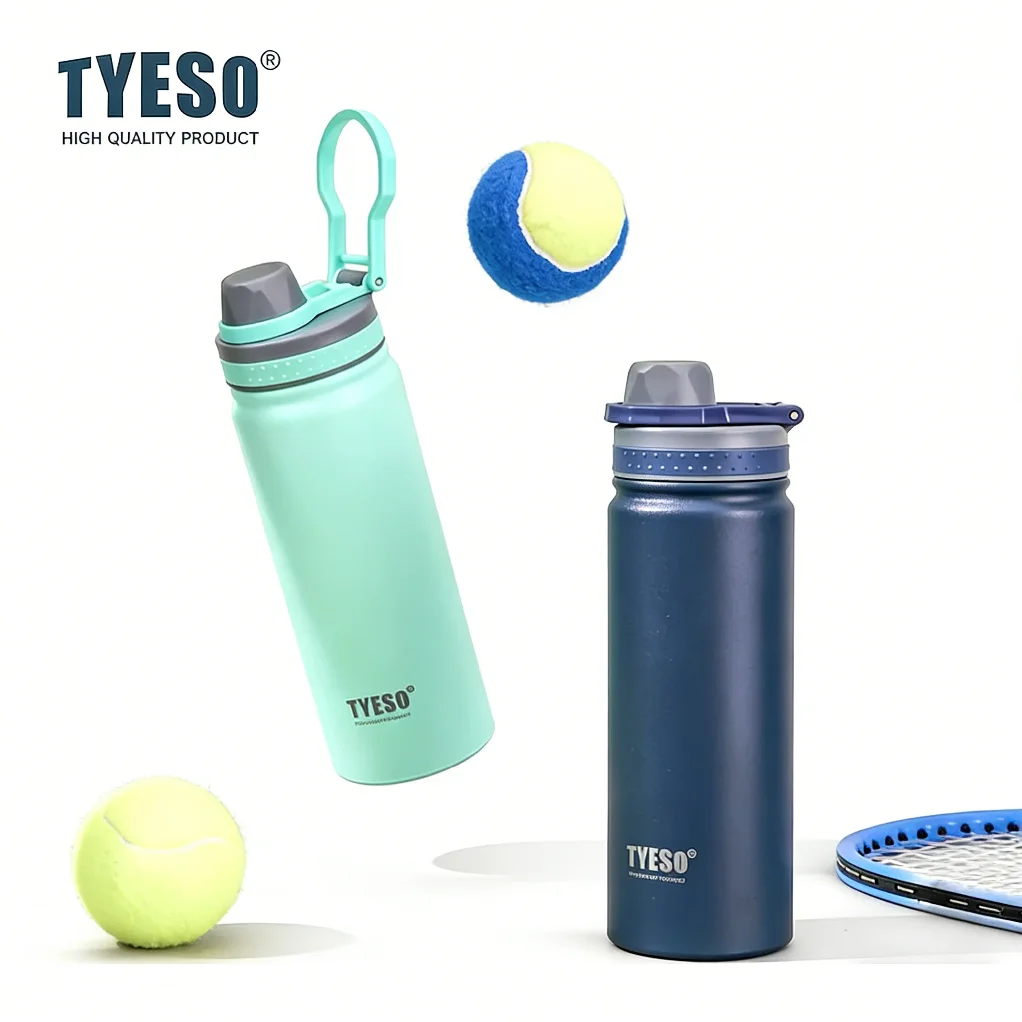 Botella Térmica Tyeso de 600/750 ml, Termo de Acero Inoxidable, Taza de Viaje, Botella de Agua Aislada, Taza Térmica Deportiva, Taza para Bebidas Frías y Calientes