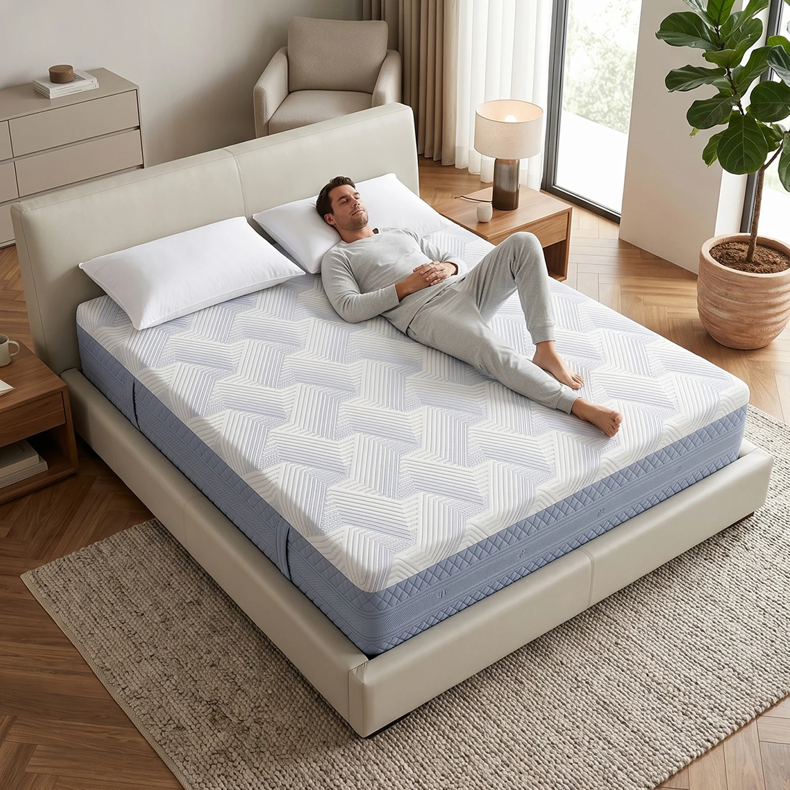 203x193x35.6cm Mattress 14 Inch King Size Mattress Medium Firm High Density Memory Foam Bed Mattress for Comfortable Sleeping