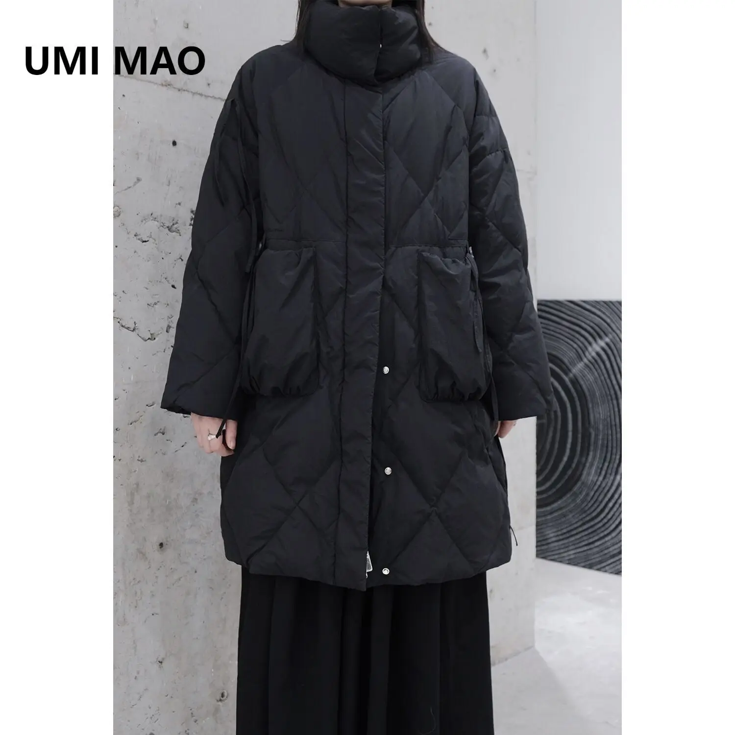 

UMI MAO Yamamoto Dark Coat Niche Large Pocket Shaped Buckle Down Jacket With Thick And Warm 90 White Duck Down Jacket Y2K