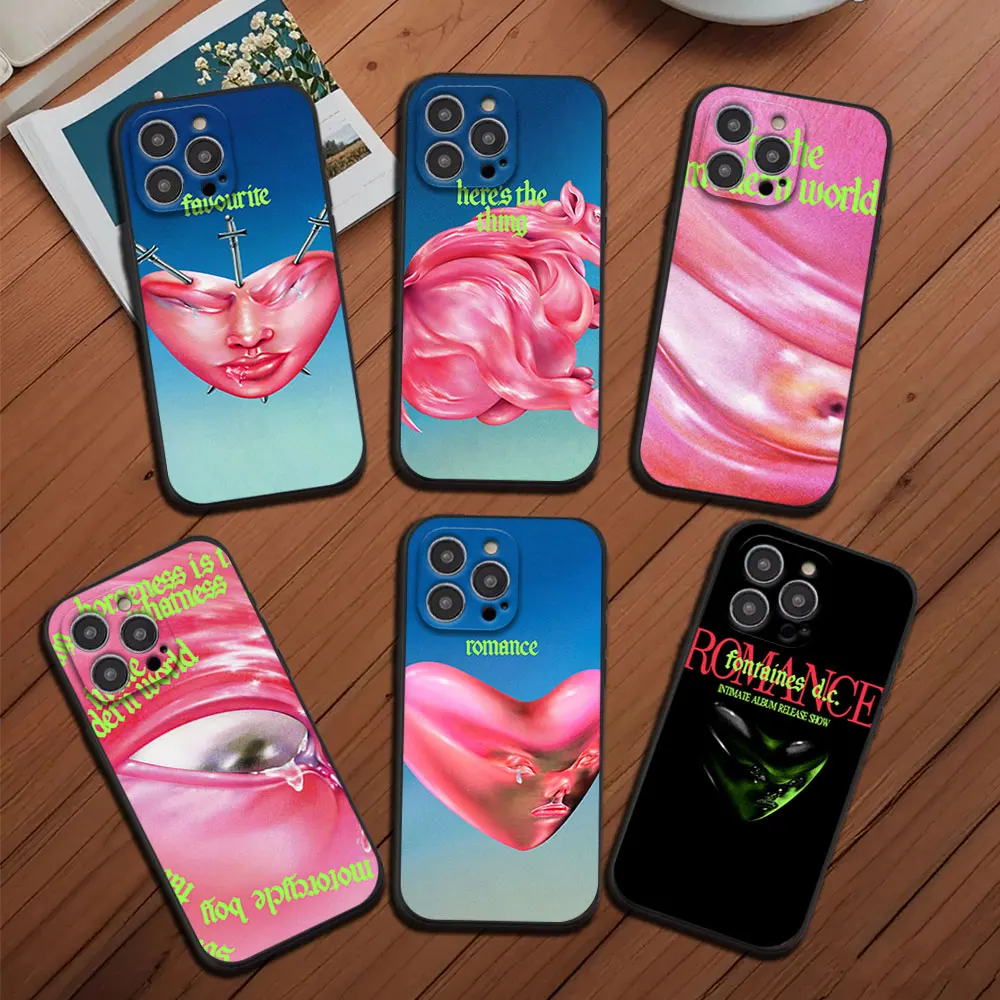 Band F-Fontaines D C Romance Phone Case for iPhone 12 11 13 14 15 16 Max Pro Plus Black Soft Silicone shell