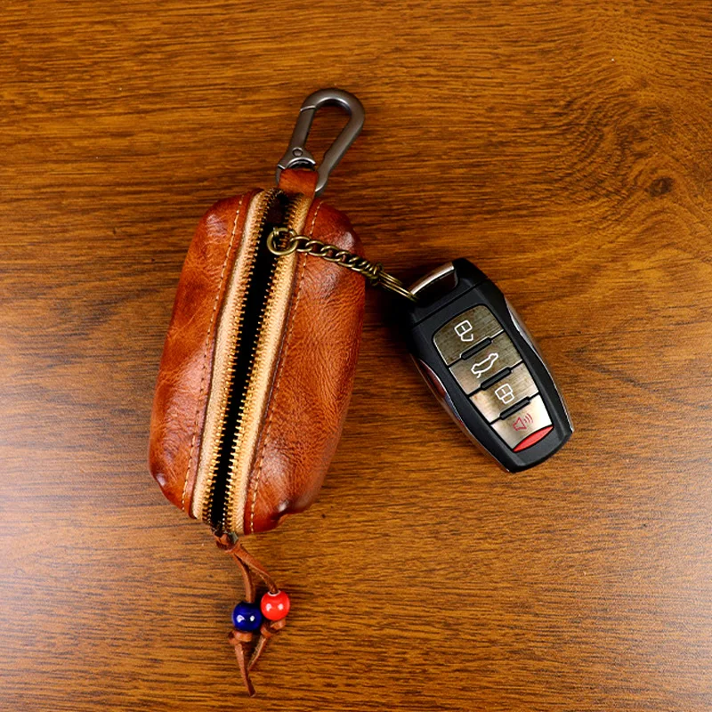 

Кожаный кошелек для ключей от машины ручной работы с пряжкой для экономки, винтажная маленькая сумка для ключей, сумка Keysmart, держатель для автомобильных ключей