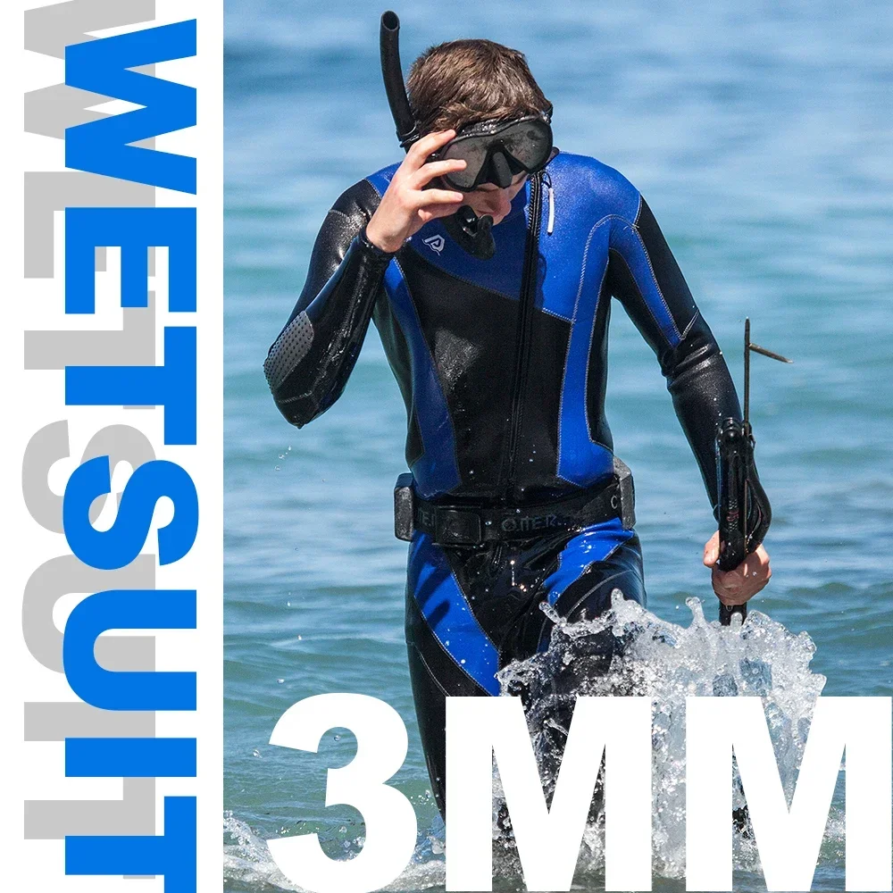 3mm Neoprene Men's Patchwork Color Wetsuit One-piece Long-sleeved Women's Swimsuit Cold Warm Snorkeling Surfing Suit