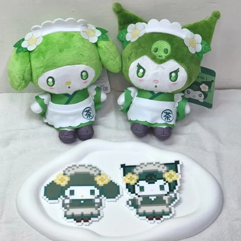 

12CM Matcha tea Maid Series Kitty cat Melody mint green Plush doll Pendant Kawaii Japanese Matcha sanrio Cartoon Gift Toy