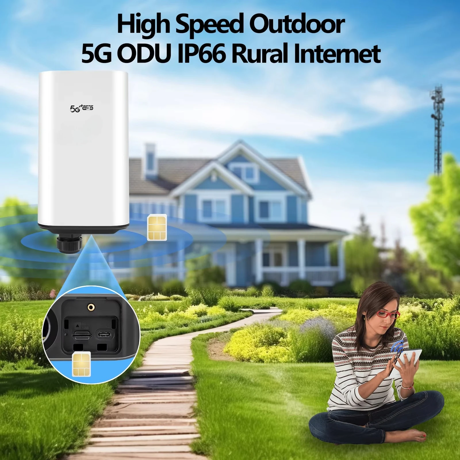 C120 SA NSA WiFi 6 CPE Outdoor WiFi6 X55 System Outdoor 4G 5G Dual Band Router With Sim Card Slot