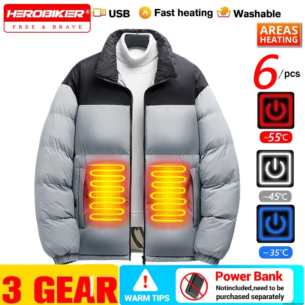 

6 Heated Coat Zones Electric Heated Jackets Men Women Sportswear Heated Cotton Coat Bodywarmer Usb Heating Jackets For Camping