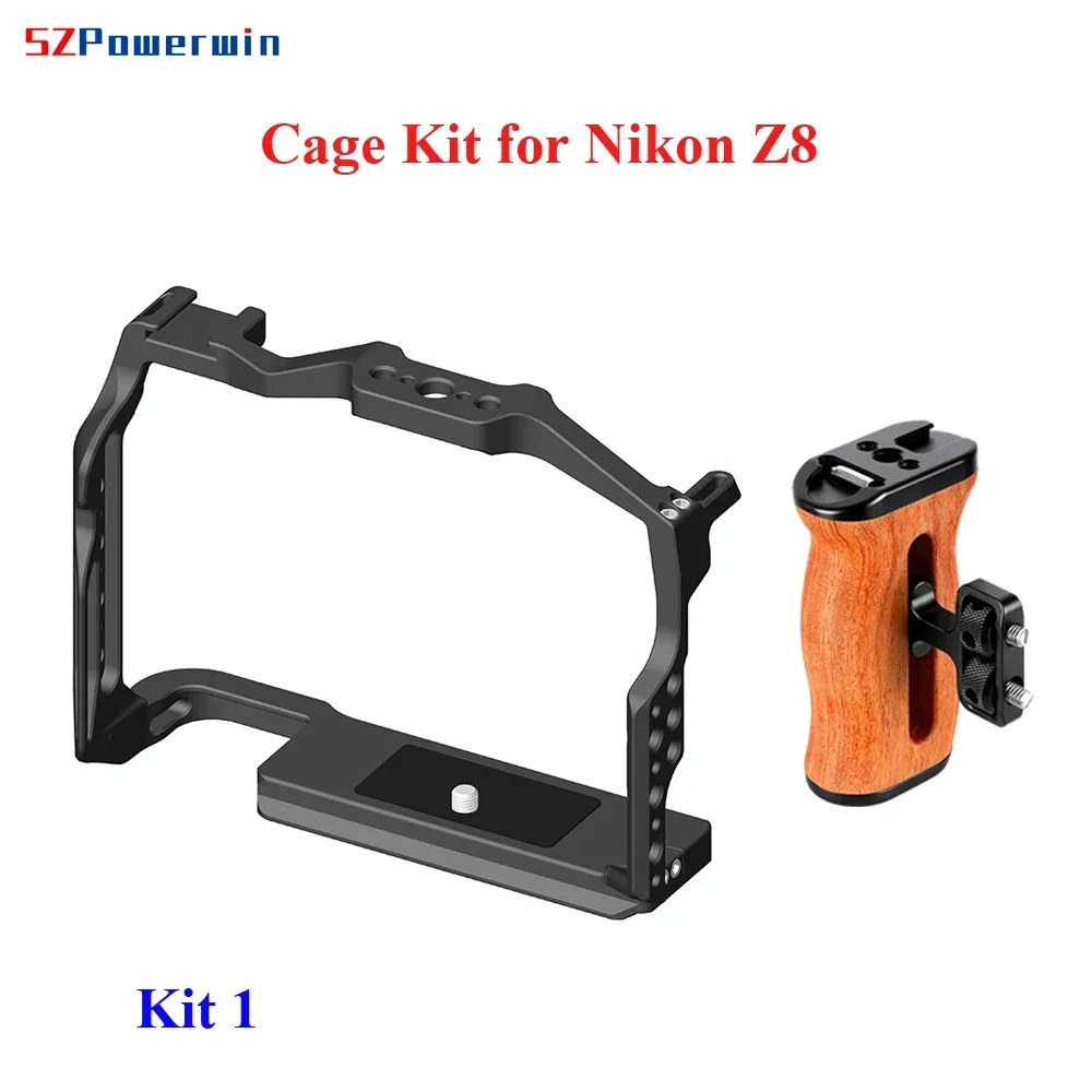 Powerwin for Nikon Z8 Camera Cage Kit Stabilizer Rig Protective Extension Frame Gimbal Arri Locating Screw Wooden Handle