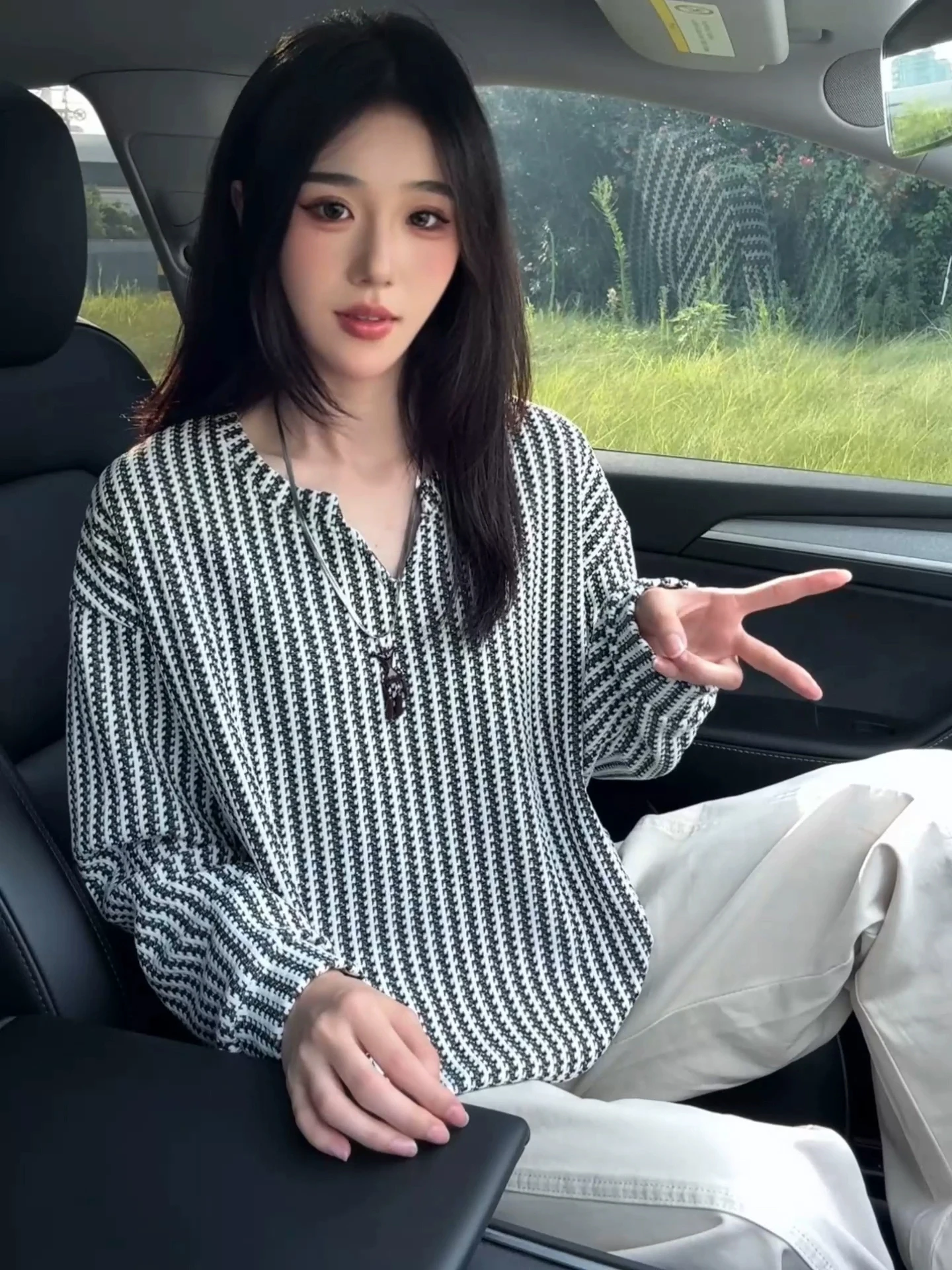 

Мужская длинная футболка с V-образным вырезом в полоску, повседневная, в американском стиле, из трикотажного хлопка и полиэстера, базовый слой, осенняя мода