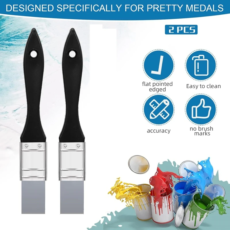 Flexível Silicone Pintura Escova, Ferramentas de Arte, Cor Shaper Ferramenta, Plano Acrílico Escova, Pincéis, 1 "Wide, 2 Pcs
