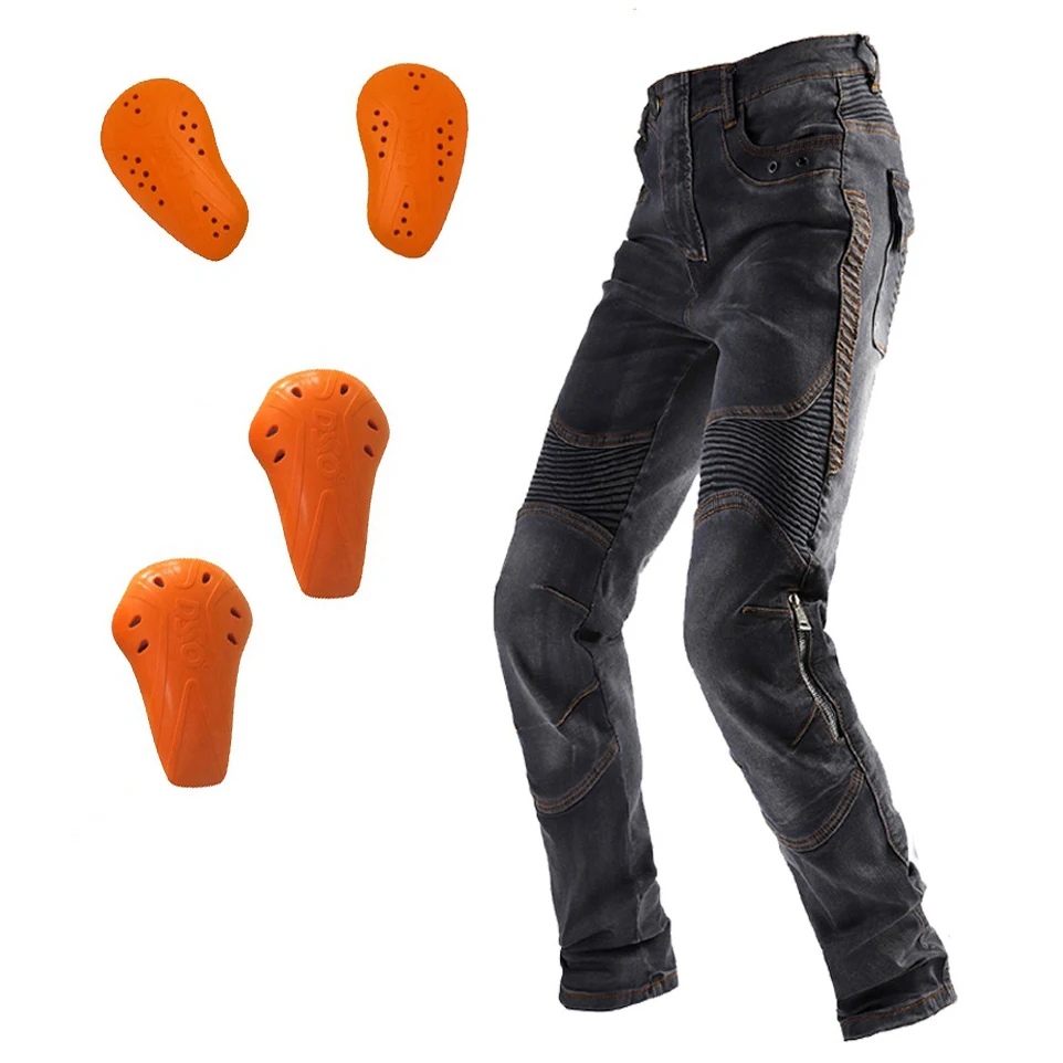 Men\'s Blue Motorbike Pants Aramid Motorcycle jeans Smoke Grey Fireproof wearable Casual Motocross Knee Protective Hi-03