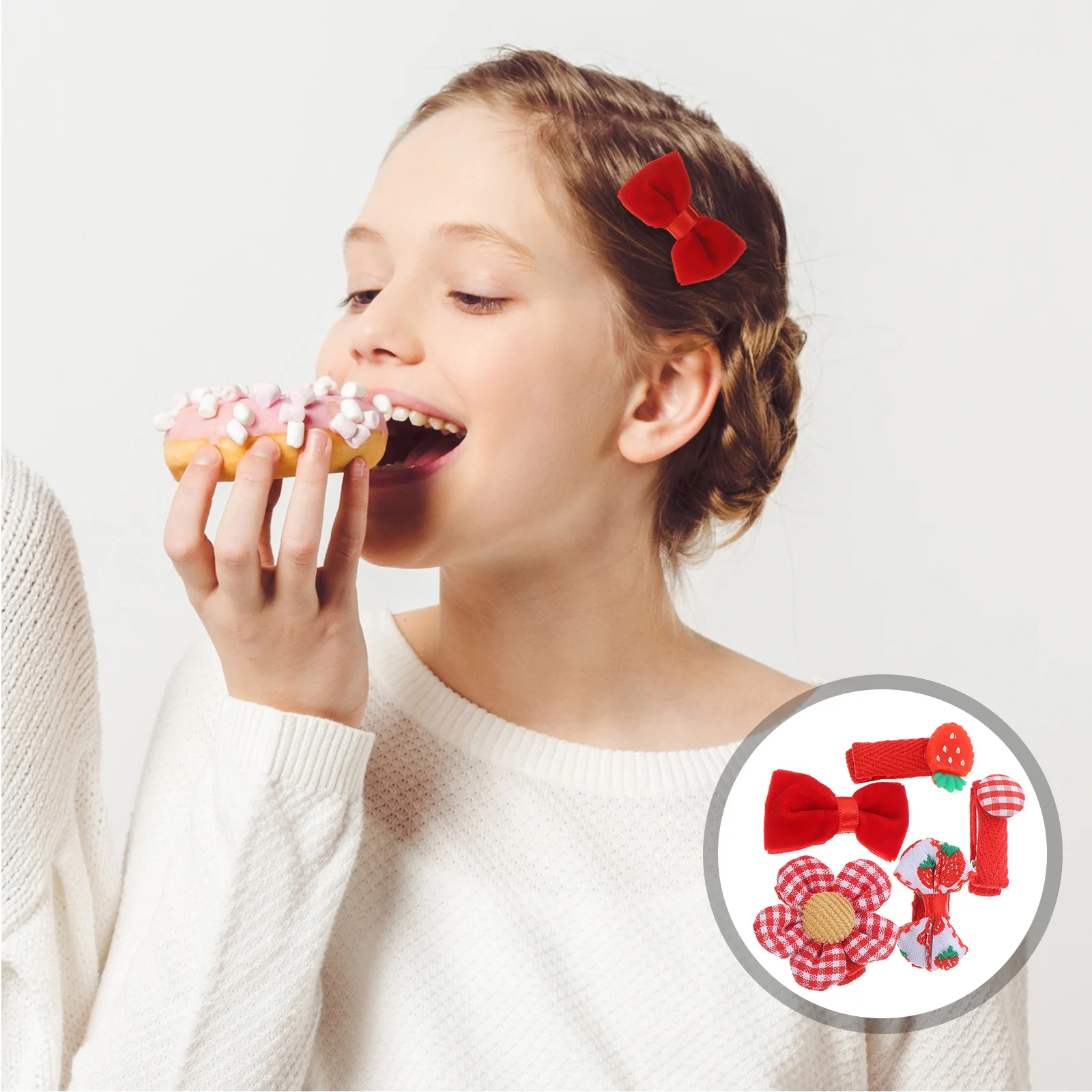 

5pcs Clips For Girls Bow Shape Bright Color Kids Hairpins Easy Use Cartoon Clamps Toddler Hair Accessories Party Decor Girl Hair