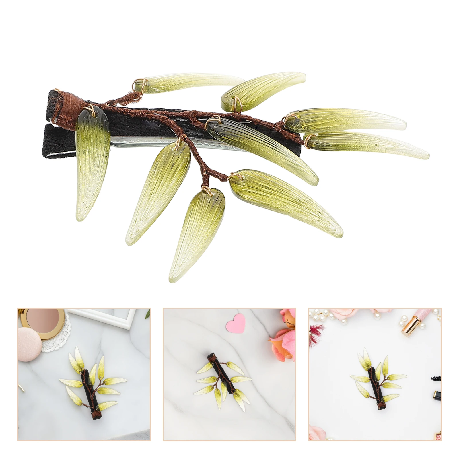 

Realistic Leaf Clips Women Lightweight Duckbill Design Resin Plastic Barrettes For Girls Updos Party Travel Decorative