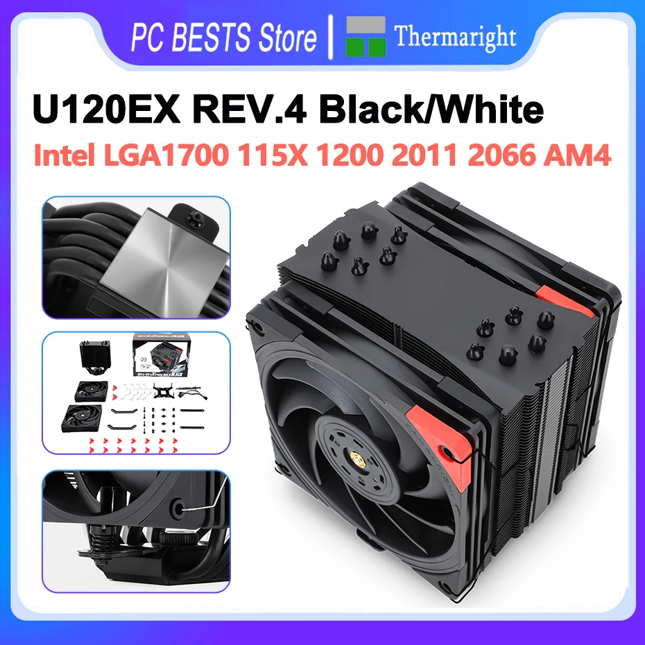 

Thermalright U120EX REV.4 Black/White Radiator 6 Heat Pipe CPU Cooler 12cm 4PIN PWM Quiet Fan Intel 1700 115X 1200 2011 2066 AM4