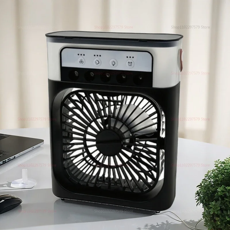3-in-1 휴대용 에어 팬 전기 USB LED 야간 조명 미스트 물 재미 가습기 공기 데스크탑 팬 쿨러 7색 주변 조명