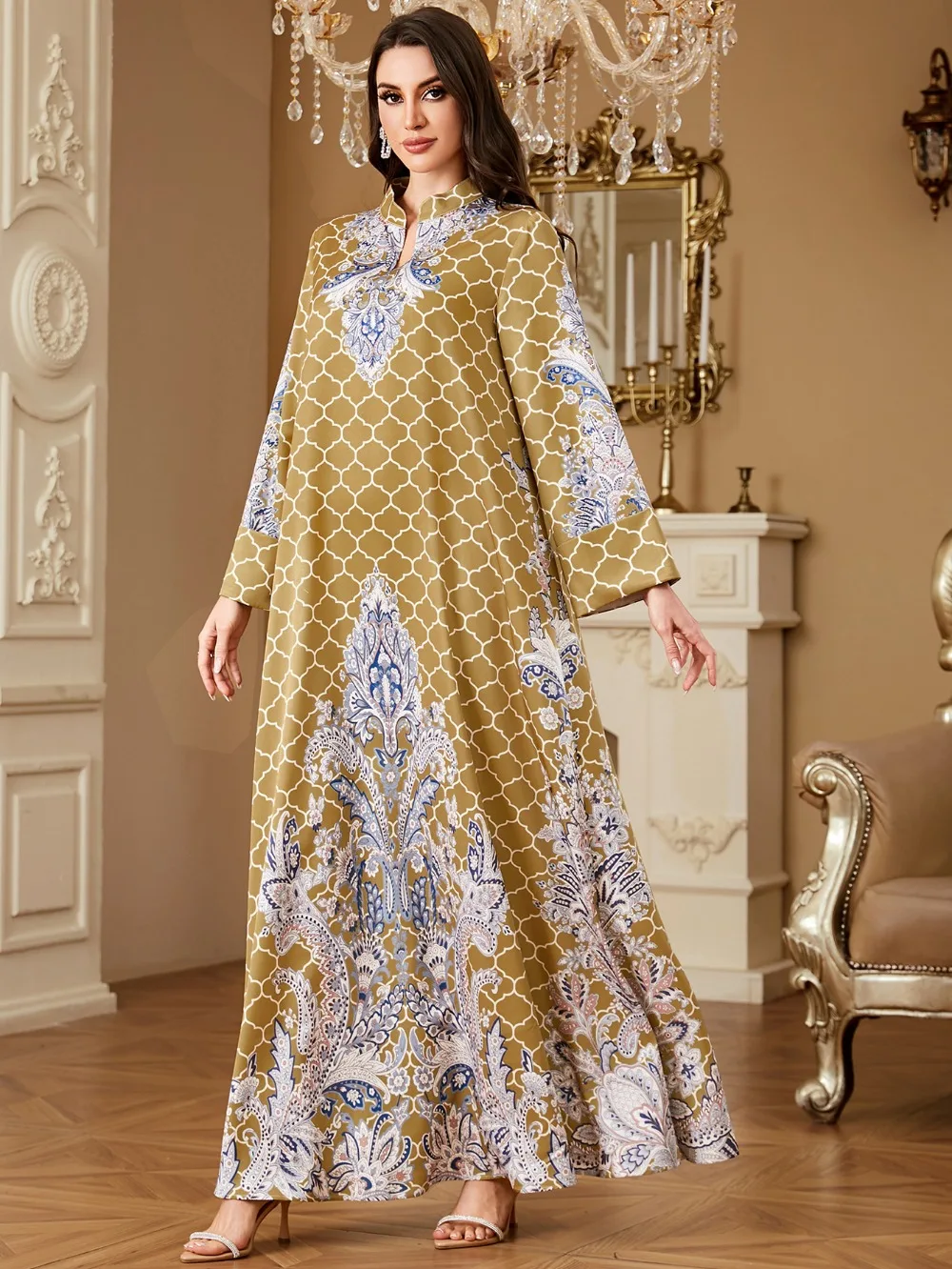 Eid femmes Robe imprimer Abaya musulman Jalabiya Ramadan robes longues dubaï Abayas caftan arabe longue Robe robes Largos fête Caftan